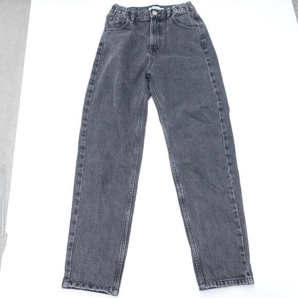 Pull&Bear Jeans Women's 2 Dark Gray Denim Cotton 5-Pockets Regular Tapered Leg - Picture 1 of 9
